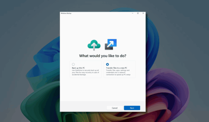 Windows Backup app new migration option feature image