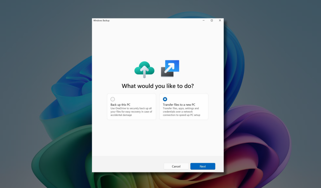 Windows Backup app new migration option feature image