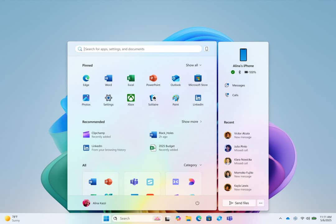 Windows-CopilotPC-StartMenuWithPhoneLink-Feature_