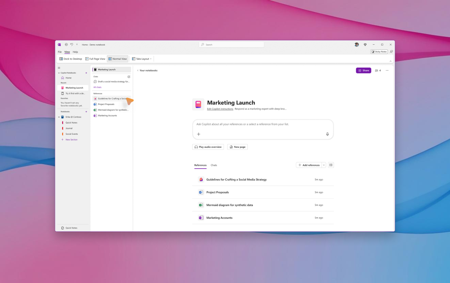 Microsoft 365 Copilot Notebooks OneNote on Windows Hero