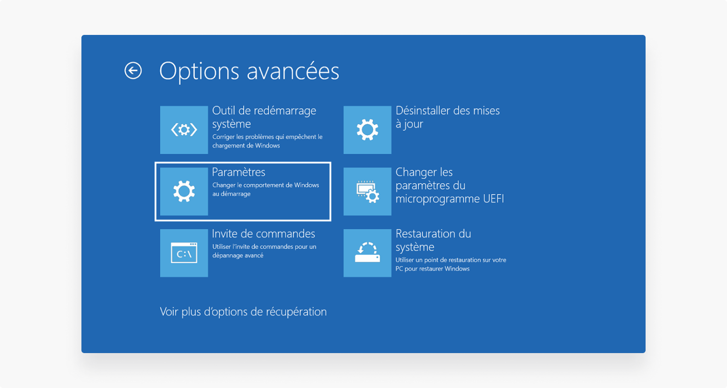 Options avancées windows