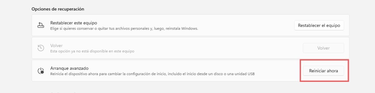 arranque avanzado windows 11
