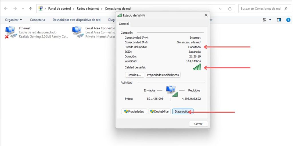 diagnosticar internet