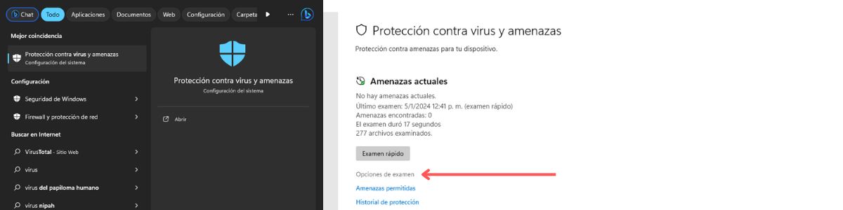 examen antivirus
