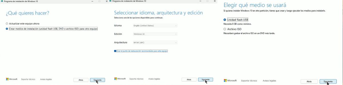 instalar windows 10 en usb o disco