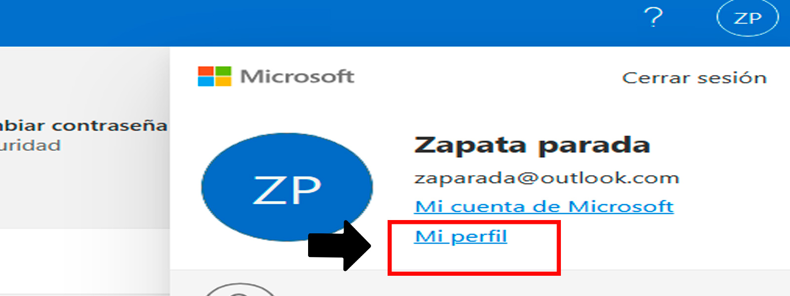 ir a mi perfil outlook