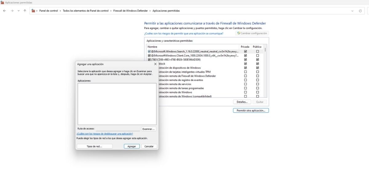permitir a traves del firewall