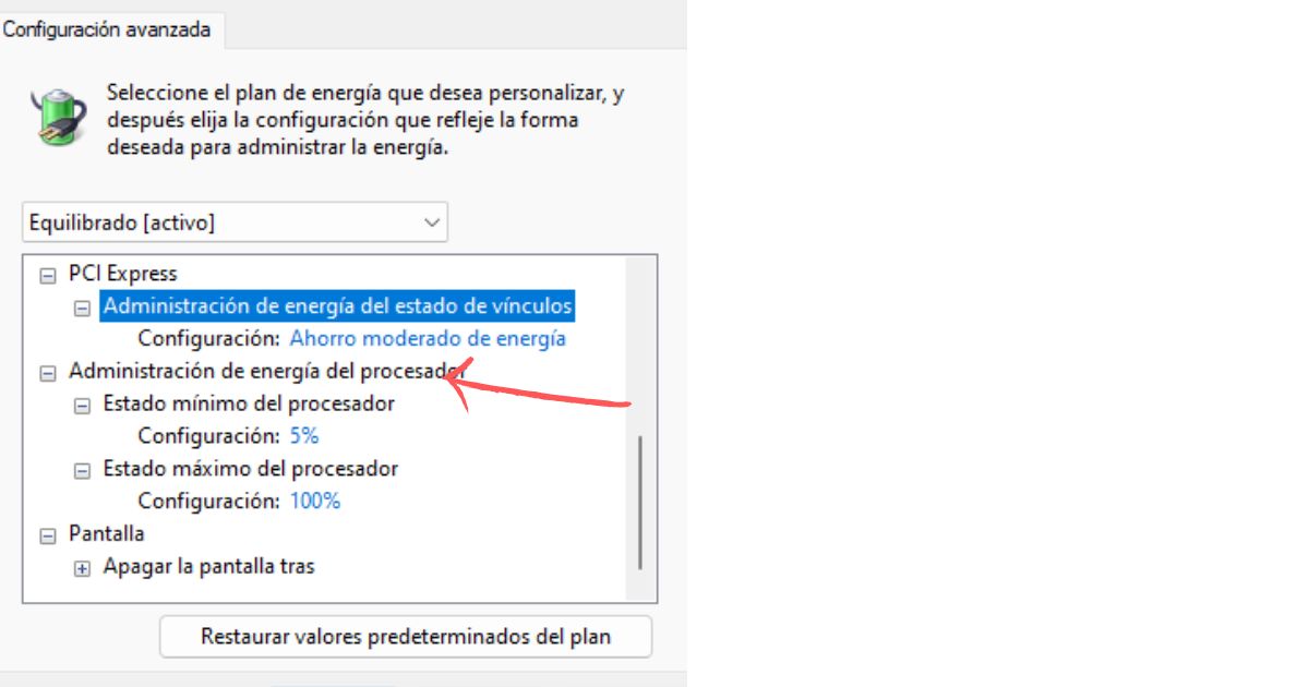 bajar estado maximo de procesador