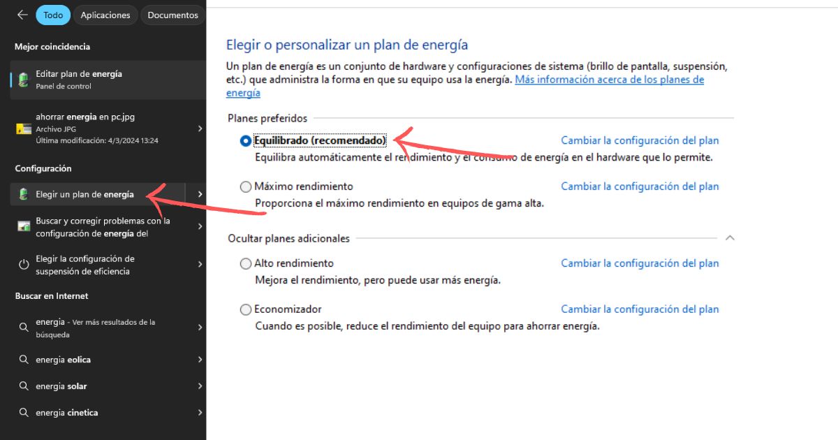 elegir plan de ahorro de energia