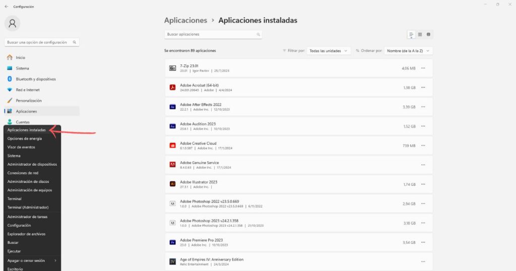 desisntalarar aplicaciones para solventar error de instalación 0x80070643 