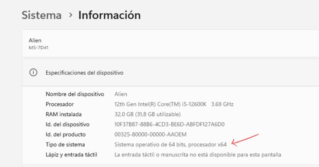 informacion de sistema